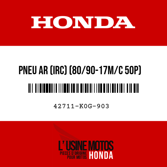 image de 42711-K0G-903 PNEU AR (IRC) (80/90-17M/C 50P)