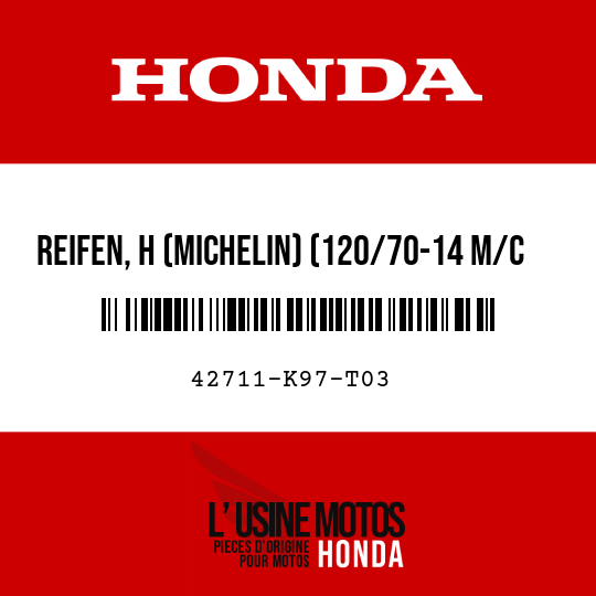 image de 42711-K97-T03 REIFEN, H (MICHELIN) (120/70-14 M/C 61P)