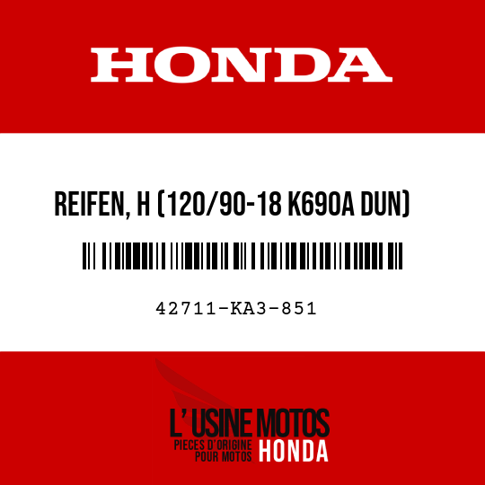 image de 42711-KA3-851 REIFEN, H (120/90-18 K690A DUN)