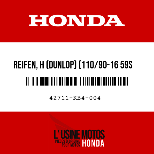 image de 42711-KB4-004 REIFEN, H (DUNLOP) (110/90-16 59S K127)