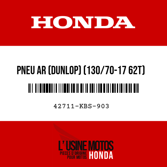 image de 42711-KBS-903 PNEU AR (DUNLOP) (130/70-17 62T)