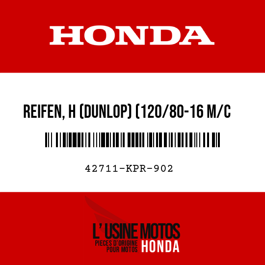 image de 42711-KPR-902 REIFEN, H (DUNLOP) (120/80-16 M/C 60P)