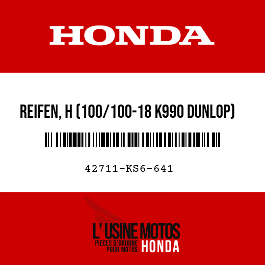 image de 42711-KS6-641 REIFEN, H (100/100-18 K990 DUNLOP)