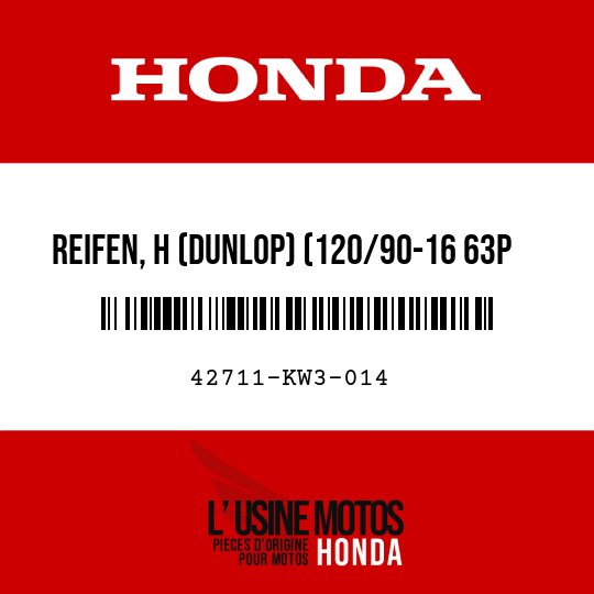 image de 42711-KW3-014 REIFEN, H (DUNLOP) (120/90-16 63P K460)