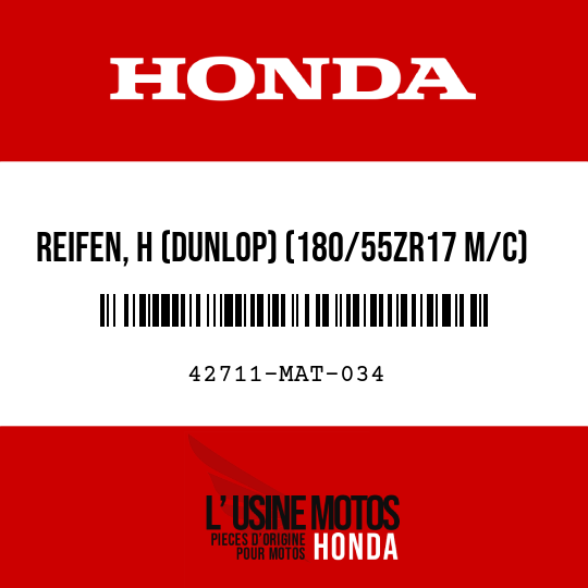 image de 42711-MAT-034 REIFEN, H (DUNLOP) (180/55ZR17 M/C)