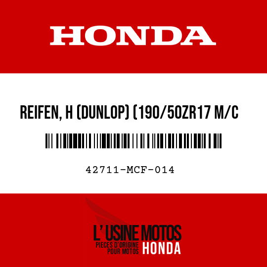 image de 42711-MCF-014 REIFEN, H (DUNLOP) (190/50ZR17 M/C 73W)