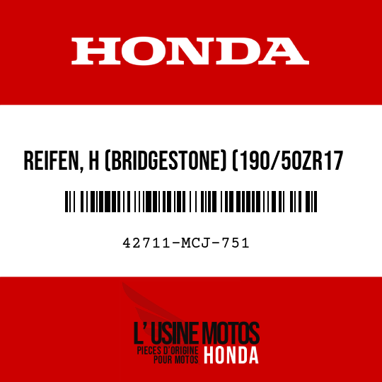 image de 42711-MCJ-751 REIFEN, H (BRIDGESTONE) (190/50ZR17 M/C 73W)