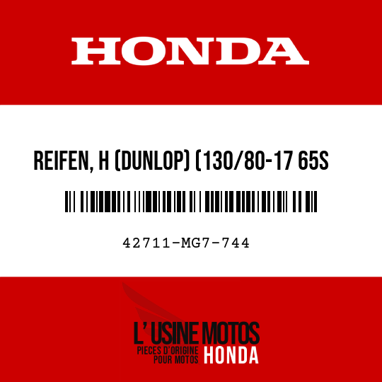 image de 42711-MG7-744 REIFEN, H (DUNLOP) (130/80-17 65S K750)