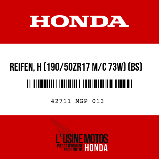 image de 42711-MGP-013 REIFEN, H (190/50ZR17 M/C 73W) (BS)