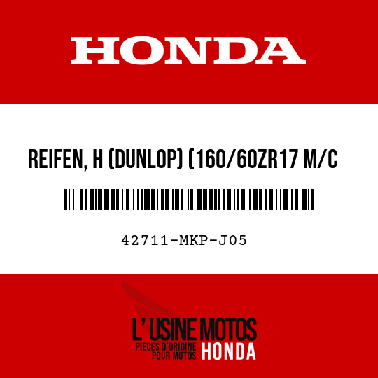 image de 42711-MKP-J05 REIFEN, H (DUNLOP) (160/60ZR17 M/C 69W)