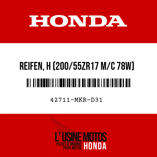 image de 42711-MKR-D31 REIFEN, H (200/55ZR17 M/C 78W) (PIR)