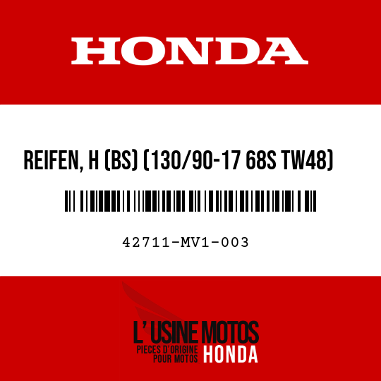 image de 42711-MV1-003 REIFEN, H (BS) (130/90-17 68S TW48)