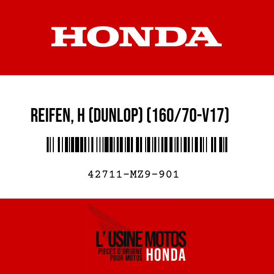 image de 42711-MZ9-901 REIFEN, H (DUNLOP) (160/70-V17)