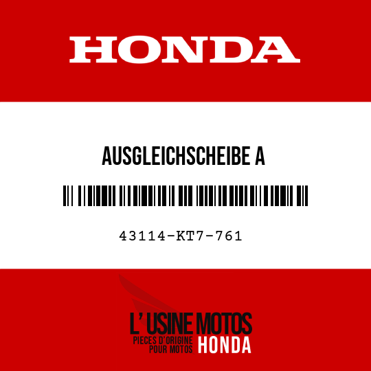 image de 43114-KT7-761 AUSGLEICHSCHEIBE A