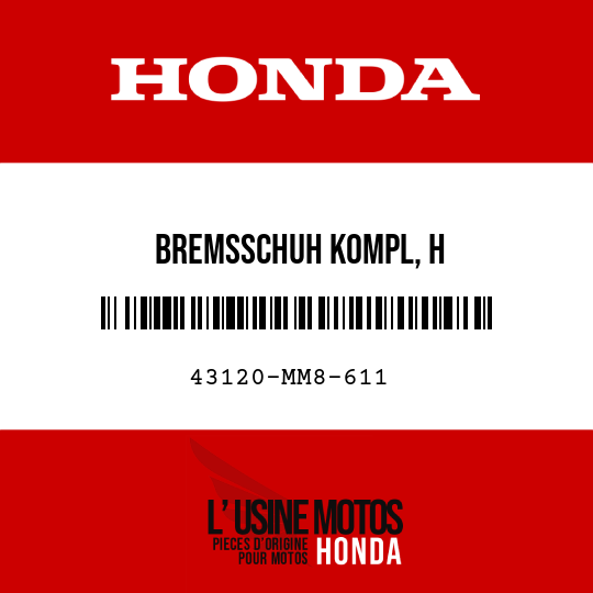 image de 43120-MM8-611 BREMSSCHUH KOMPL, H