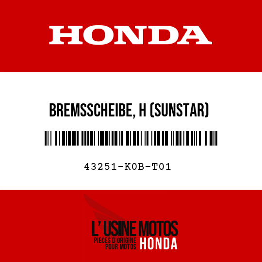 image de 43251-K0B-T01 BREMSSCHEIBE, H (SUNSTAR)