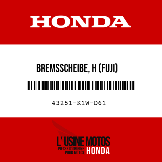 image de 43251-K1W-D61 BREMSSCHEIBE, H (FUJI)