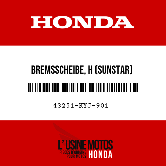 image de 43251-KYJ-901 BREMSSCHEIBE, H (SUNSTAR)
