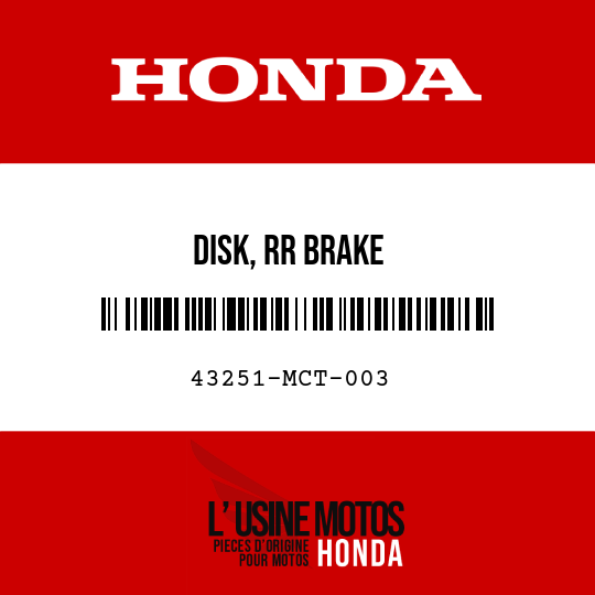 image de 43251-MCT-003 DISK, RR BRAKE