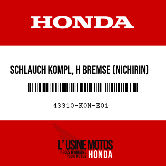 image de 43310-K0N-E01 SCHLAUCH KOMPL, H BREMSE (NICHIRIN)