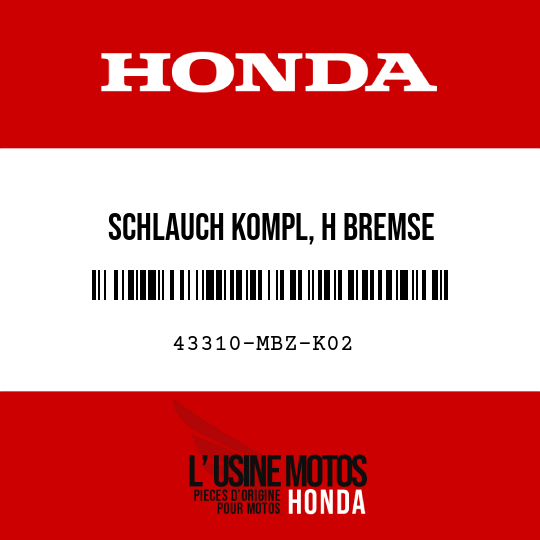 image de 43310-MBZ-K02 SCHLAUCH KOMPL, H BREMSE
