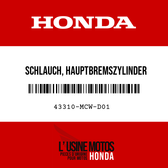 image de 43310-MCW-D01 SCHLAUCH, HAUPTBREMSZYLINDER