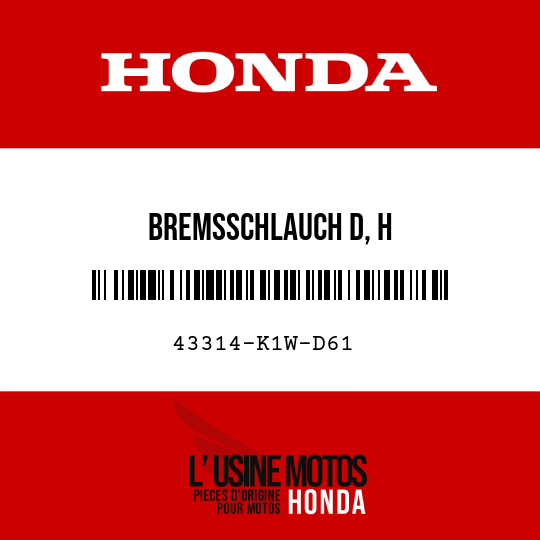 image de 43314-K1W-D61 BREMSSCHLAUCH D, H