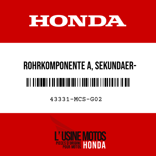 image de 43331-MCS-G02 ROHRKOMPONENTE A, SEKUNDAER- BREMSE, HAUPTZYLINDER