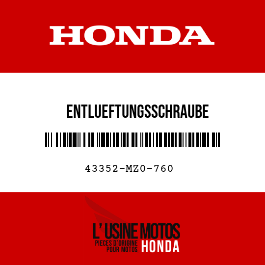 image de 43352-MZ0-760 ENTLUEFTUNGSSCHRAUBE