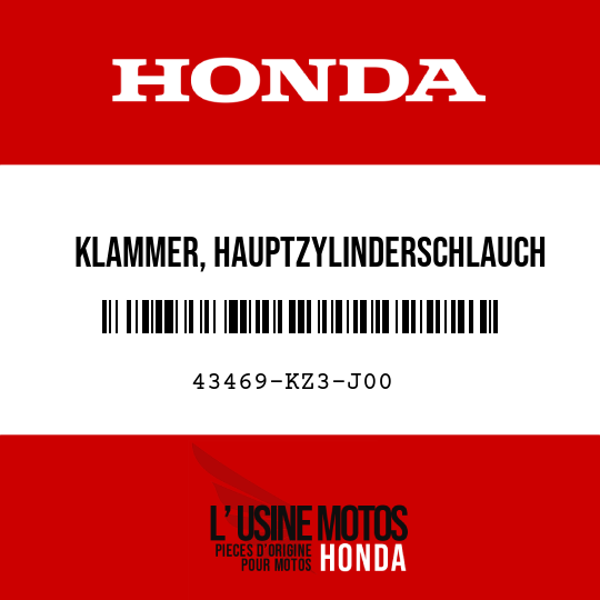 image de 43469-KZ3-J00 KLAMMER, HAUPTZYLINDERSCHLAUCH