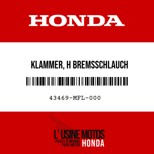 image de 43469-MFL-000 KLAMMER, H BREMSSCHLAUCH