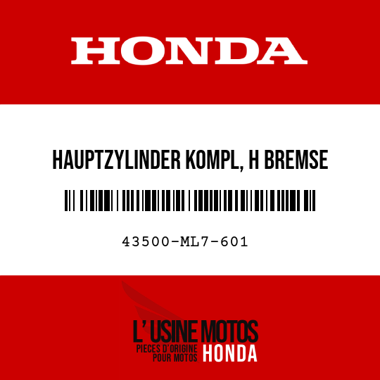 image de 43500-ML7-601 HAUPTZYLINDER KOMPL, H BREMSE (NISSIN)