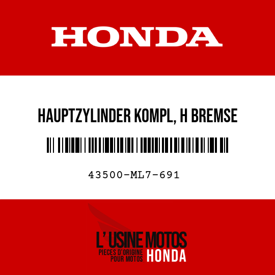 image de 43500-ML7-691 HAUPTZYLINDER KOMPL, H BREMSE