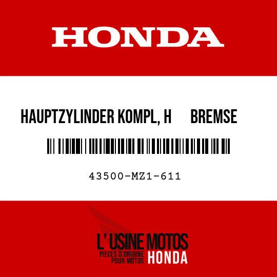 image de 43500-MZ1-611 HAUPTZYLINDER KOMPL, H BREMSE (NISSIN)