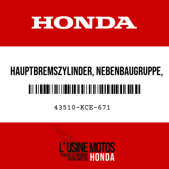 image de 43510-KCE-671 HAUPTBREMSZYLINDER, NEBENBAUGRUPPE, H (NISSIN)