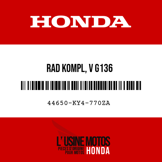 image de 44650-KY4-770ZA RAD KOMPL, V G136 
