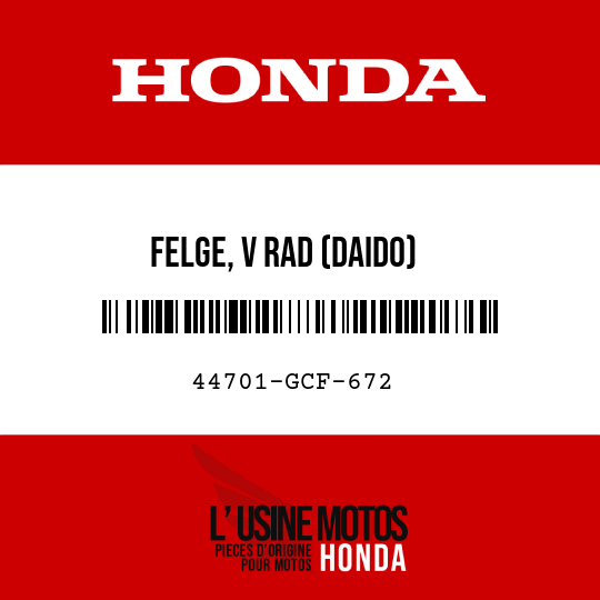 image de 44701-GCF-672 FELGE, V RAD (DAIDO)