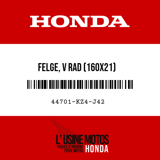 image de 44701-KZ4-J42 FELGE, V RAD (160X21)