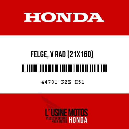 image de 44701-KZZ-H51 FELGE, V RAD (21X160)
