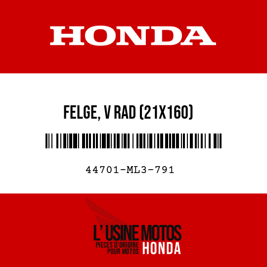 image de 44701-ML3-791 FELGE, V RAD (21X160)