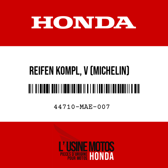 image de 44710-MAE-007 REIFEN KOMPL, V (MICHELIN) (130/70ZR16 TX11)
