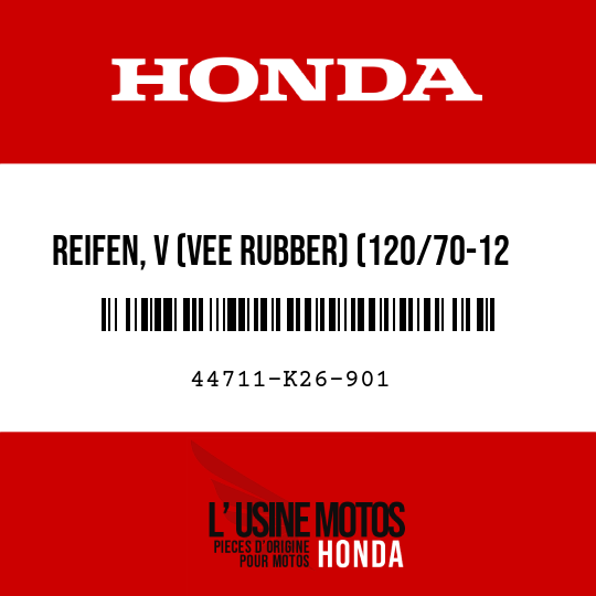 image de 44711-K26-901 REIFEN, V (VEE RUBBER) (120/70-12 51L)