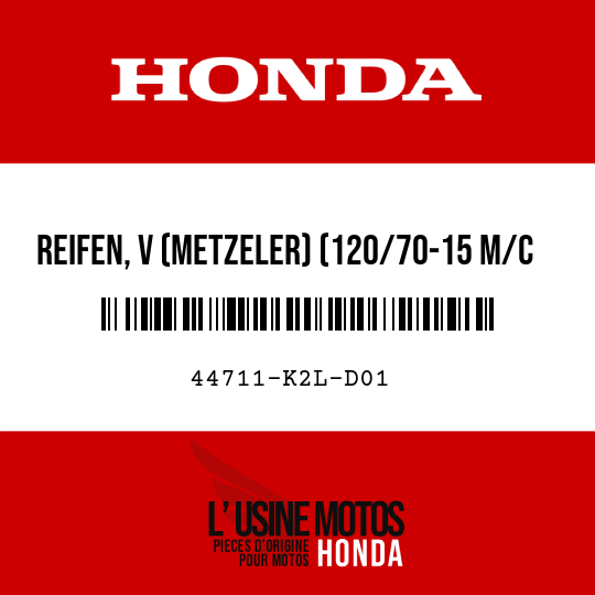image de 44711-K2L-D01 REIFEN, V (METZELER) (120/70-15 M/C 56P)