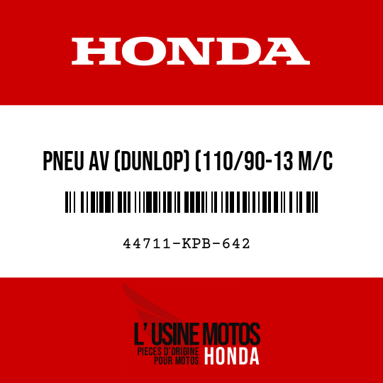 image de 44711-KPB-642 PNEU AV (DUNLOP) (110/90-13 M/C 56L)