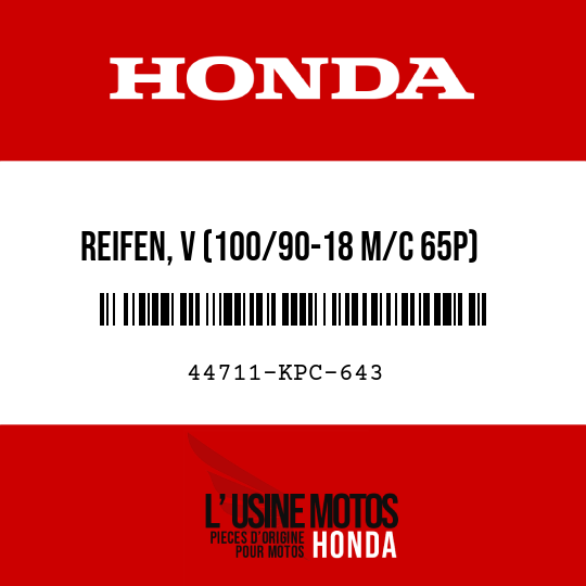 image de 44711-KPC-643 REIFEN, V (100/90-18 M/C 65P) (BRIDGESTONE)