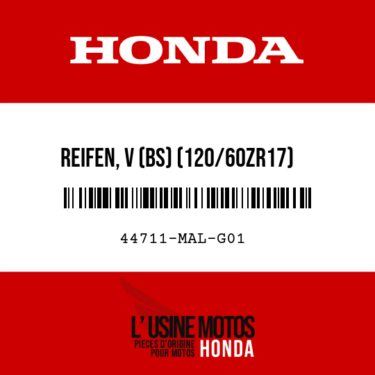 image de 44711-MAL-G01 REIFEN, V (BS) (120/60ZR17)