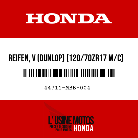 image de 44711-MBB-004 REIFEN, V (DUNLOP) (120/70ZR17 M/C)