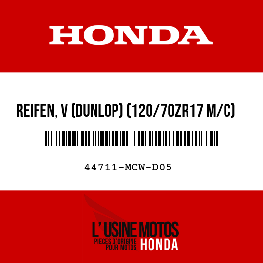 image de 44711-MCW-D05 REIFEN, V (DUNLOP) (120/70ZR17 M/C)