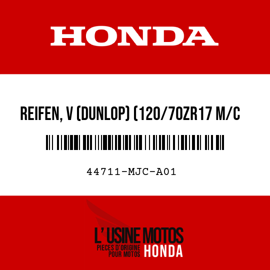 image de 44711-MJC-A01 REIFEN, V (DUNLOP) (120/70ZR17 M/C 58W)
