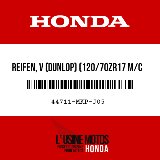image de 44711-MKP-J05 REIFEN, V (DUNLOP) (120/70ZR17 M/C 58W)